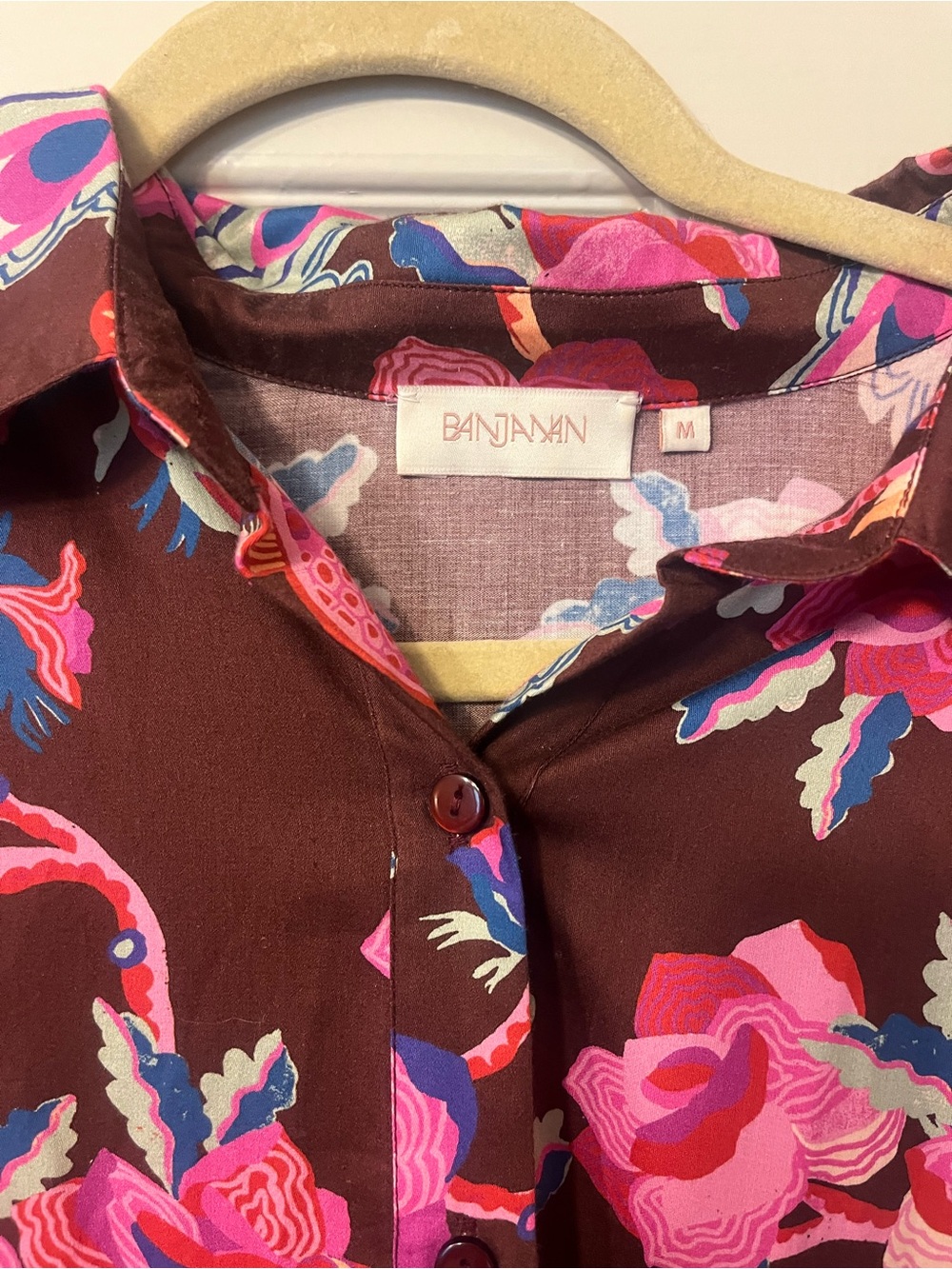 Banjanan Brown Floral & Multicolor Bird Print Women's Dress - Picture 2 of 3